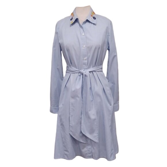 Lord & Taylor Sequined Collar Button Front Cotton Shirt Dress- Sz. Med - Picture 1 of 13